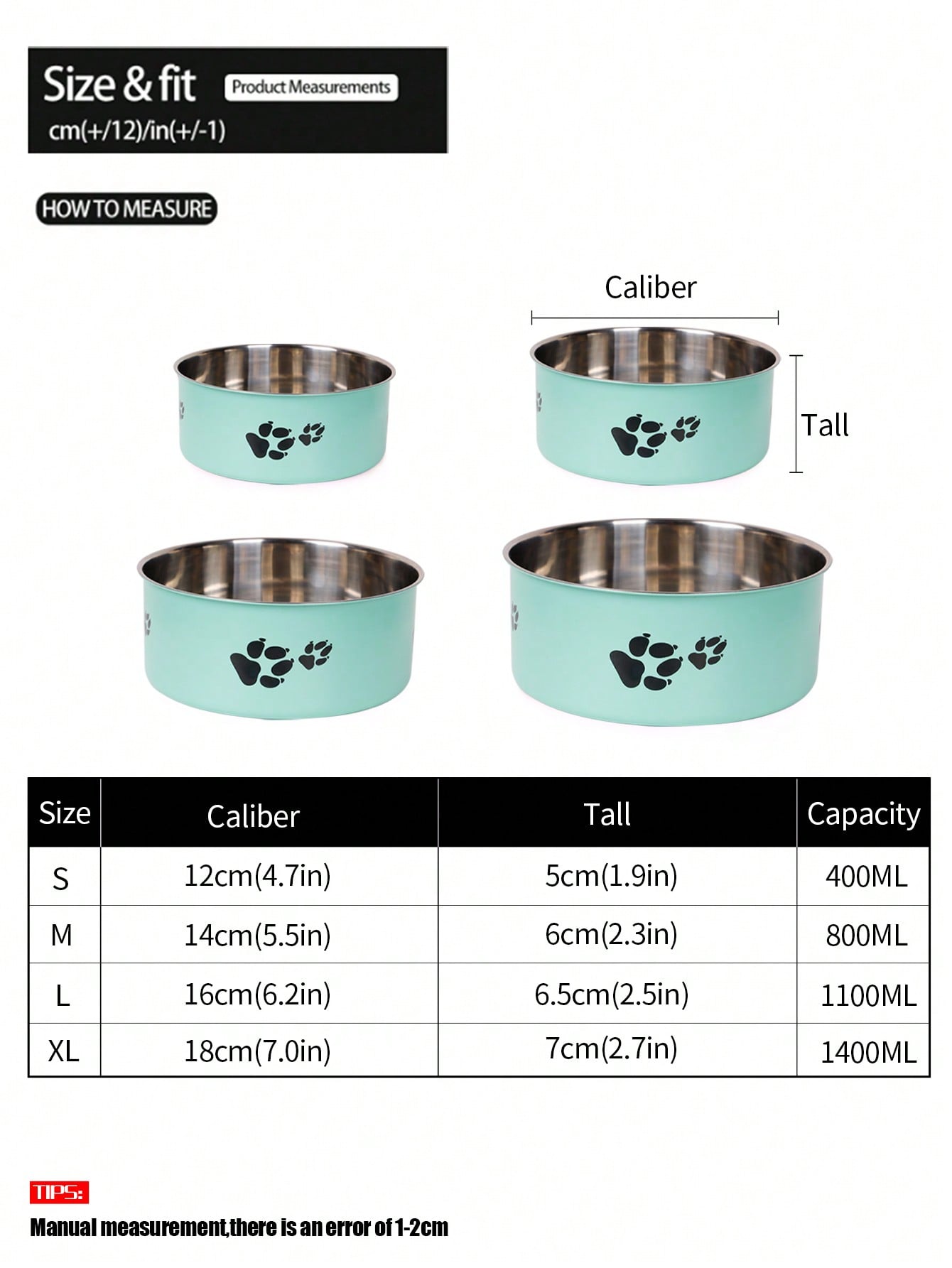 Supet 1pc Cartoon Paw Prints Design Stainless Steel Anti-Slip Pet Bowl For Small And Medium Dogs, Suitable For Indoor And Outdoor Use