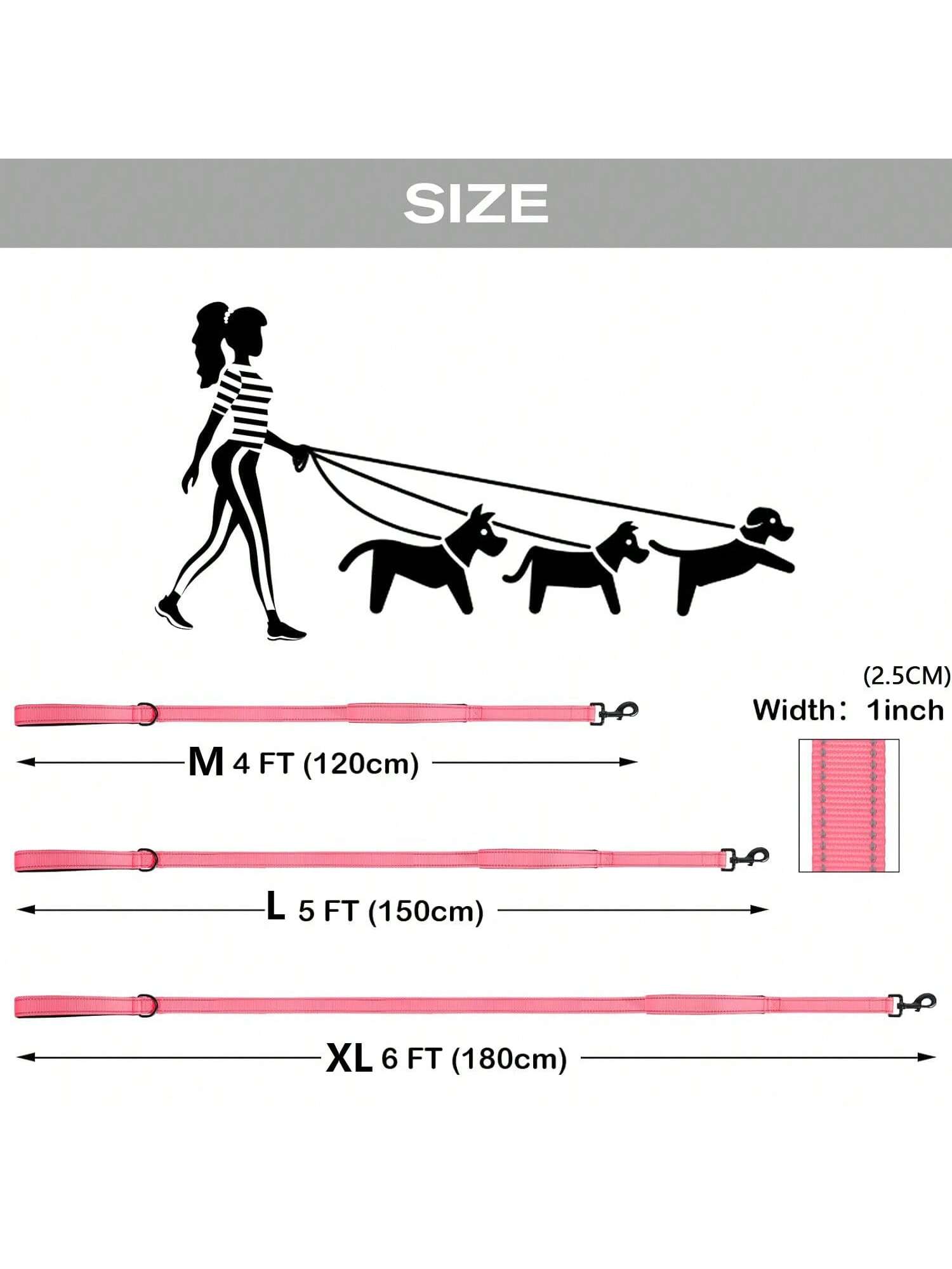 Heavy Duty Double Handle Dog Leash With Reflective Strips For Night Safety - Ideal For Large And Extra Large Breeds - Perfect For Outdoor Walking And Training
