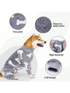 Fuzzy Dog Pajamas For Cold Weather 4 Legs Clothes, Dog Winter Clothes For Small Medium Large Dogs Pet With Feet Warm Soft Pet Romper Winter