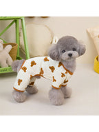 Dog Pajamas Soft Cute Contrast Color Bear Pattern Four-Legged Pullover Dog Sweatshirts