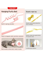 Hanging Fluffy Cat Lover And Cat Mom Love Ball Toys 3 Pcs With Bell, Interactive Cat Lover And Cat Mom Love Retractable, Cat Lover And Cat Mom Love Toys Indoor Kitten Play Chase Exercise Physical Stimulation