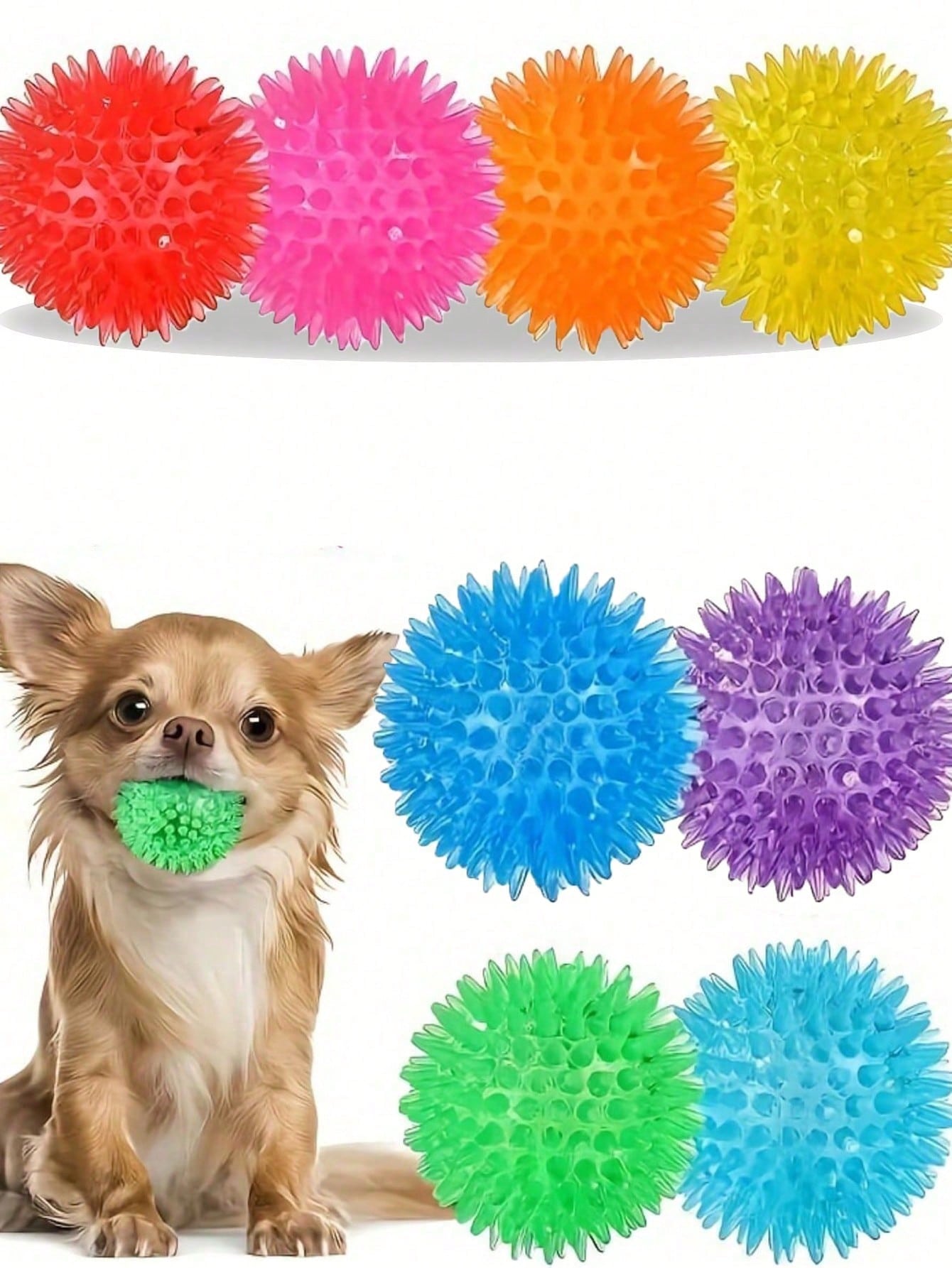 1pc Squeaky Dog Toy Balls (6 Colors) Puppy Chew Toys For Teething, Medium, Large & Small Dogs, Aggressive Chewers