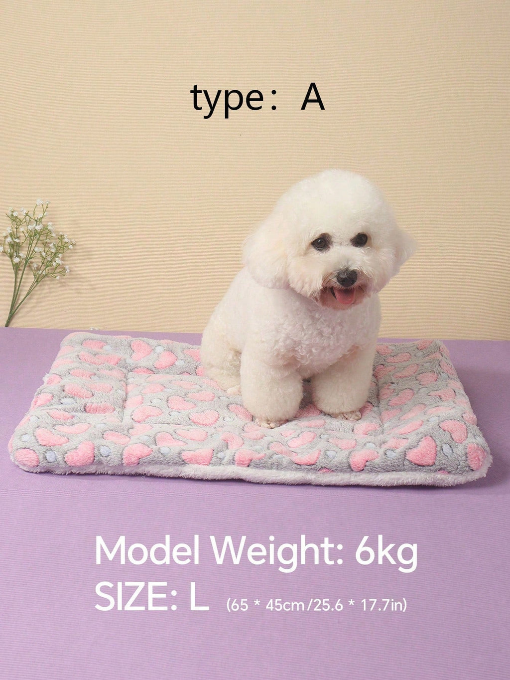 1pc Polyester Star & Heart Breathable Washable Thick Pet Bed Mat For Medium-Small Cats & Dogs, All Seasons (Teddy/Bichon Frise)