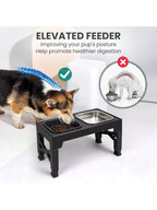 Niubya Elevated Dog Bowls With 2 Stainless Steel Dog Food Bowls, Raised Dog Bowl Adjusts To 5 Heights (3.15", 8.66", 9.84",11.02", 12.2") For Small Medium And Large Dogs