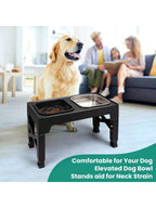 Niubya Elevated Dog Bowls With 2 Stainless Steel Dog Food Bowls, Raised Dog Bowl Adjusts To 5 Heights (3.15", 8.66", 9.84",11.02", 12.2") For Small Medium And Large Dogs