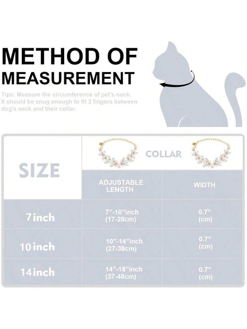 CGLLCute Cat And Dog NecklaceDog Cat Pearl Collars With Cute Pet Paw Gold Chain Stainless Steel Collars Necklace Adjustable Collar Dog Chain Cat White Pearl Pet Collar White S LHCG5102