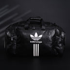 Balenciaga x adidas Large Duffel Travel Bag – Black with Trefoil Logo and Triple Stripes