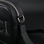 Gucci Black Leather Embossed Logo Belt Bag
