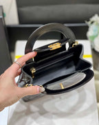 Chanel Kelly Mini Shopping Bag Mini 23K Shiny Aged Calfskin Black 13x19x7cm