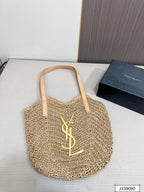 YSL SAINT LAURENT Vacation Casual Raffia Woven Tote Bag 35x32cm